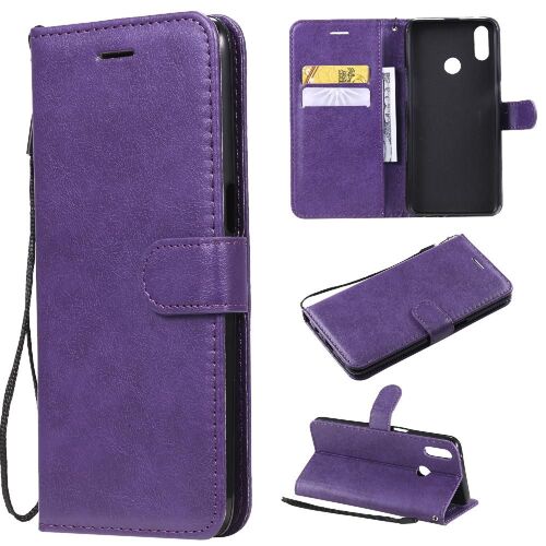 Flip Étui Pour Realme 3 Pro Étui De Téléphone Portefeuille D'affaires Cuir De Haute Qualité Avec Fente Pour Carte Couleur Solide Classique - Violet
