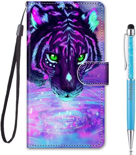 Coque pour Huawei Honor Magic 4, Huawei Honor Magic 4, Mode Bookstyle de en PU Cuir TPU Souple Phone Case (Tigre Violet)