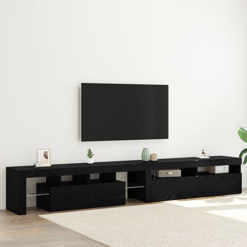 Vidaxl Meubles Tv 2 Pcs Avec Lumières Led En Bois D'ingénierie Chêne Noir, Vidaxl Meuble Tv Avec Led Chêne Noir 120x35x40 Cm En Bois D'ingénierie