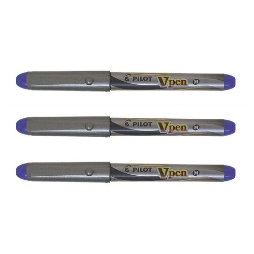 Pilot Lot De 3 Stylos Plume V-Pen Silver Pointe Moyenne Violet