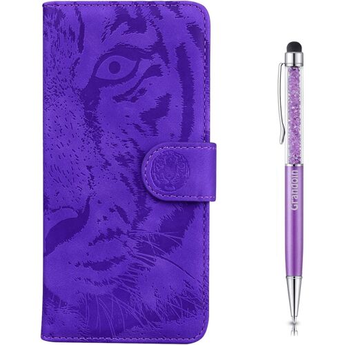 Coque pour Redmi K20/K20 Pro, [Gaufrage de Tigre] Bookstyle Flip Cover de en PU Cuir TPU Souple Phone Case pour Xiaomi Redmi K20/K20 Pro(Violet)