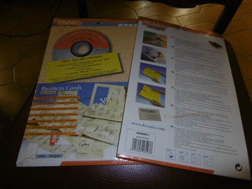 Decadry Pochette De 12 Feuilles De Papier Cartonnée A4 165grs De 10 Cartes De Visite Avec Cdrom 2029wms1.1 Façon Parchemin Or Lot De 2 Pochettes