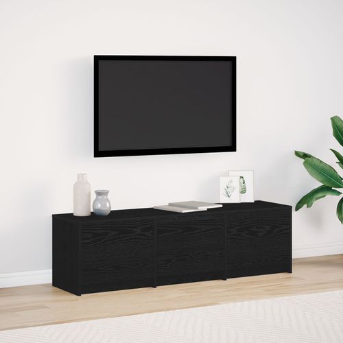 Vidaxl Meuble Tv Avec Leds Chêne Noir 140x34x40 Cm Bois D'ingénierie