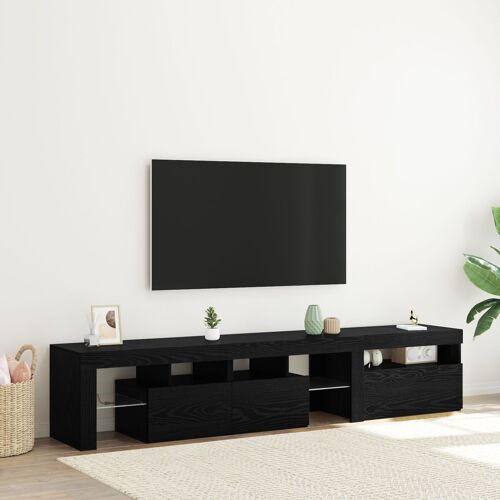 Meubles TV vidaXL 2 pcs avec Lumières LED en Chêne Noir et Bois d'Ingénierie, Meuble TV vidaXL Chêne Noir avec Lumières LED, 60x35x40 cm, Fabriqué en Bois d'Ingénierie