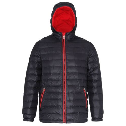 Doudoune Matelassée Manches Longues Pour Homme - Ts016 - Noir Et Tomate