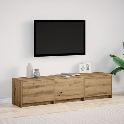 Vidaxl Meuble Tv Avec Led En Chêne Artisanal 165x34x40 Cm En Bois D'ingénierie