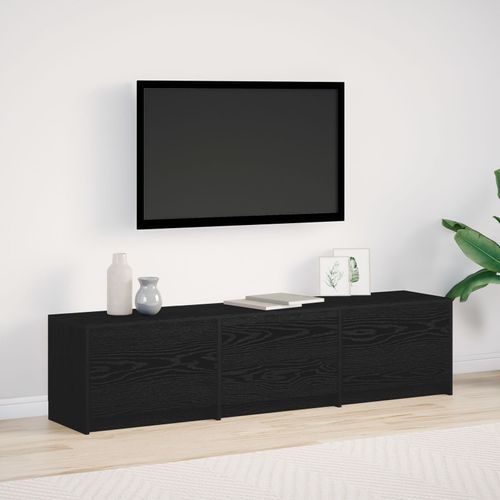 Vidaxl Meuble Tv Avec Led En Chêne Noir 162.5x34x40 Cm Bois D'ingénierie