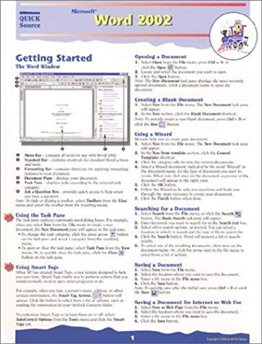 Microsoft Word 2002 Quick Source Guide