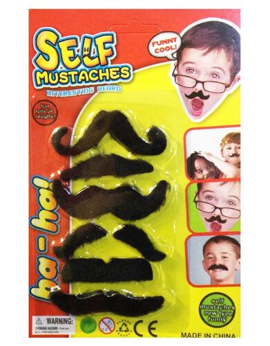 Lot De 6 Moustaches Adhesives Deguisement Tissu
