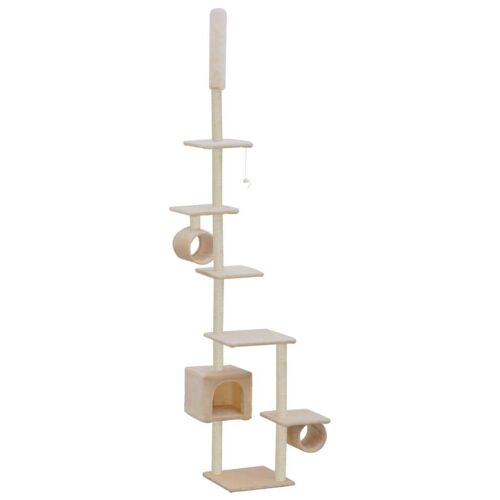 Arbre À Chat Griffoir Grattoir Niche Jouet Animaux Peluché En Sisal 260 Cm Beige Helloshop26 3702117