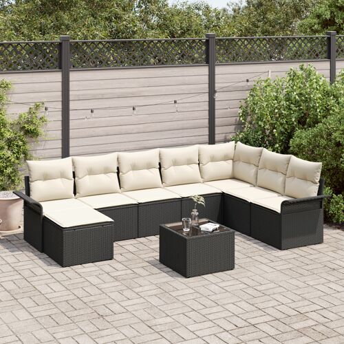 Ensemble De Canapé De Jardin De 8 Pièces Avec Coussins En Rattan Poly Marron, Canapé De Jardin 2 Places Avec Rangement & Coussins Noir Rattan Poly