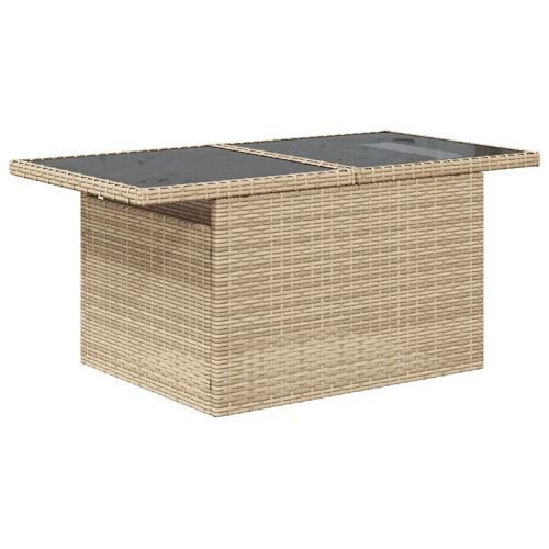 Ensemble De Sofa De Jardin 6 Pièces Avec Coussins Beige Rattan Poly, Sofa De Jardin 2 Places Avec Rangement&coussins Beige Rattan Poly