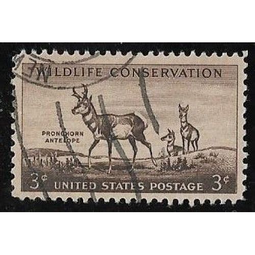 Timbre Des Etats-Unis N°612 Y & T 3 C. Brun-Lilas Préservation De La Faune Sauvage Antilopes Pronghorn