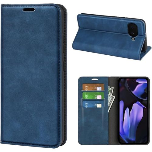 Coque Google Pixel 9a - Étui Portefeuille Cuir Pu Antichoc Avec Rabat, Porte¿Cartes, Béquille Et Fermeture Magnétique - Bleu