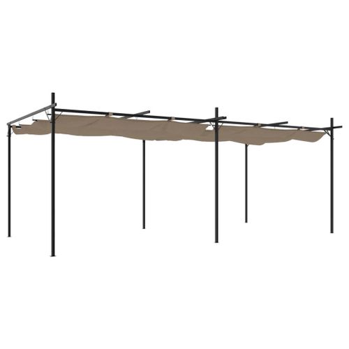 Vidaxl Pergola Avec Toit Rétractable Taupe 589x292x230 Cm