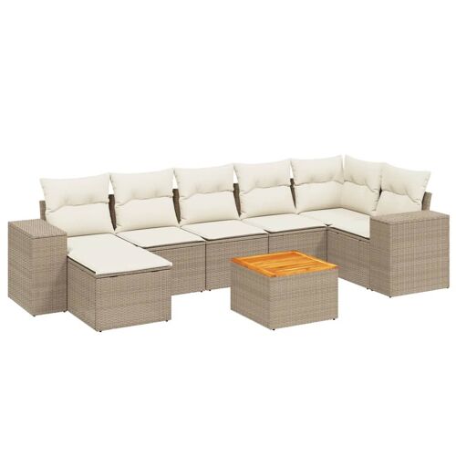 Vidaxl Salon De Jardin Avec Coussins 8 Pcs Beige Résine Tressée