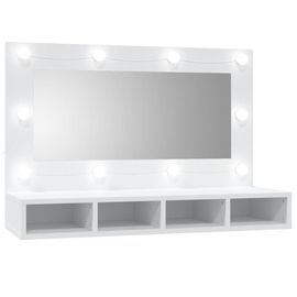Armoire Miroir Rangement Salle de Bain Murale LED Blanche 90x31,5x62 cm