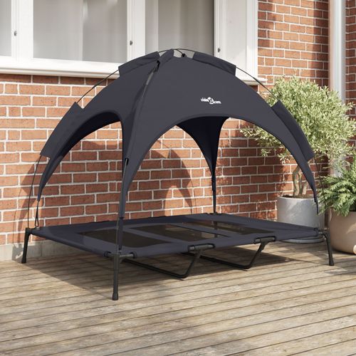 Vidaxl Lit Pour Chien Surélevé Avec Toit Amovible Noir Xl Acier