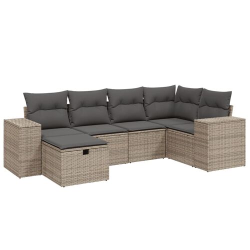 Vidaxl Salon De Jardin 6 Pcs Avec Coussins Gris Résine Tressée