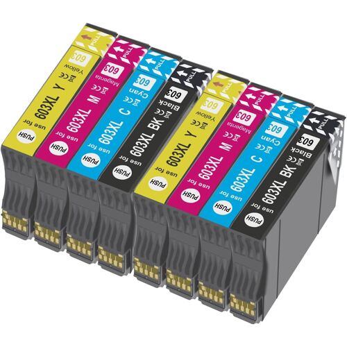 603XL Cartouche d'encre compatible avec Epson 603 603XL pour Epson Expression Home XP-2100 XP-2105 XP-3100 XP-3105 XP-4100 XP-4105 Workforce WF-2810 WF-2830 WF-2835 WF-2850 (8 paquets)