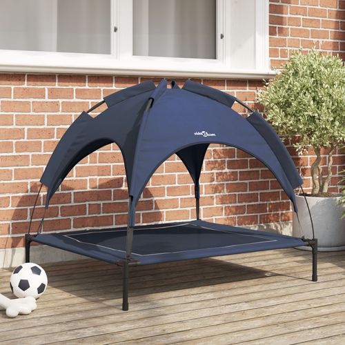 Vidaxl Lit Pour Chien Surélevé Avec Toit Amovible Bleu Marine L Acier