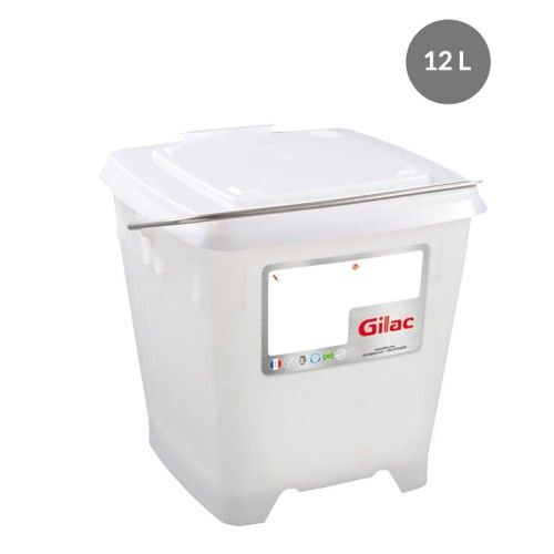 Seau carré HACCP + couvercle étanche - Blanc - 12 L