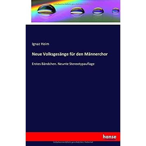 Neue Volksgesänge Für Den Männerchor