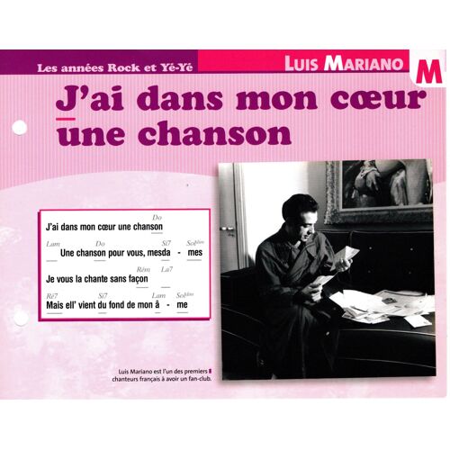 Fiche Chanson J'ai Dans Mon Coeur Une Chanson Luis Mariano