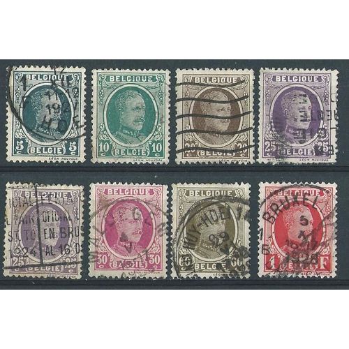 Roi Albert I (Type Houyoux) Belgique Lot De 8 Timbres Oblitérés Année 1927