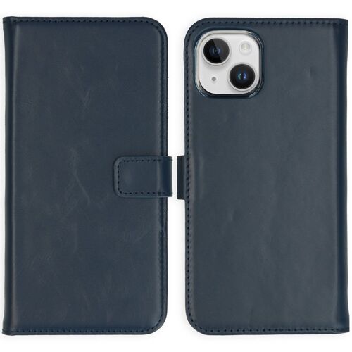 Selencia Étui de téléphone portefeuille en cuir véritable iPhone 15 Bleu
