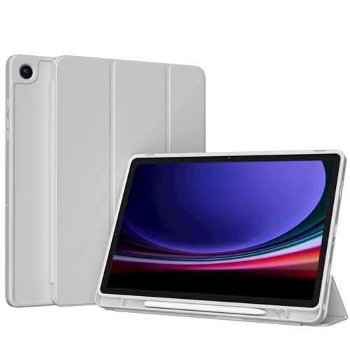 Accezz Coque tablette portefeuille Smart Silicone Samsung Galaxy Tab A9 Plus Gris