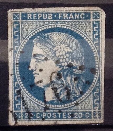 Cérès - Répub Franc - Nd - 20c Bleu Type Ii (Ombre Cou En Traits) (Inscriptions + Petites / Report 1) (Joli N° 45a) Obl À Tout Petit Prix - Cote 100,00 - France Année 1870 - N25234