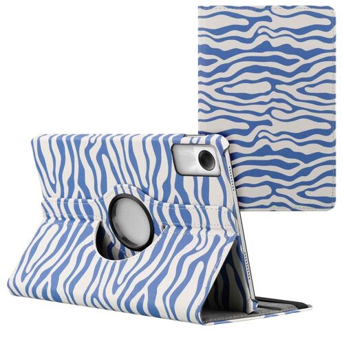 imoshion Coque tablette Design rotatif à 360° Xiaomi Redmi Pad SE White Blue Stripes