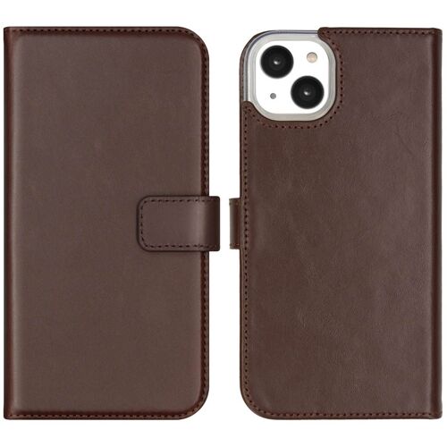 Selencia Étui de téléphone portefeuille en cuir véritable iPhone 14 Plus Brun