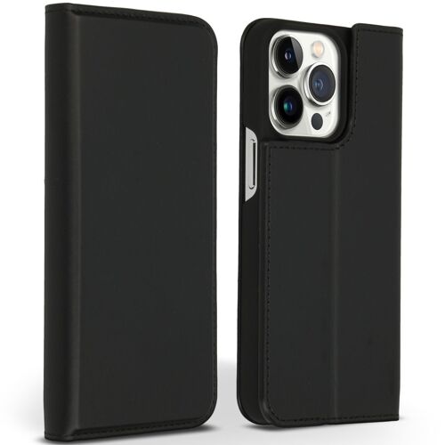 Accezz Étui de téléphone Slim Folio en cuir de qualité supérieure iPhone 13 Pro Noir