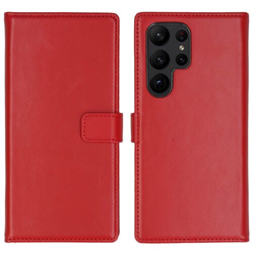 Selencia Étui de téléphone portefeuille en cuir véritable Samsung Galaxy S23 Ultra Rouge