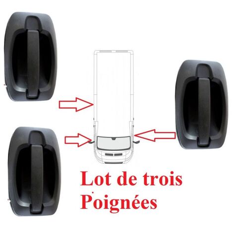 Lot De Trois Poignées Extérieures - Peugeot Boxer 2.0 Bluehdi 110 04/2006-09/2019