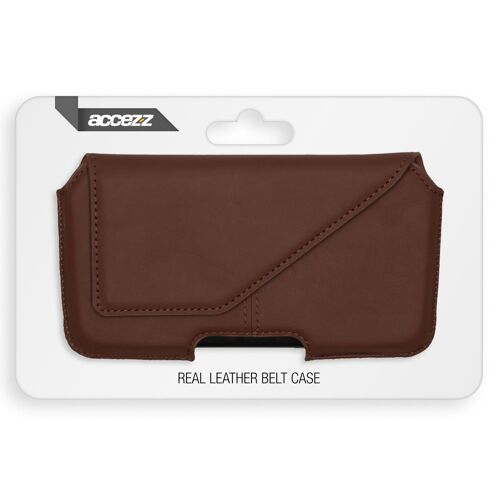 Accezz ¿Coque De Ceinture En Cuir Véritable Taille L Brun