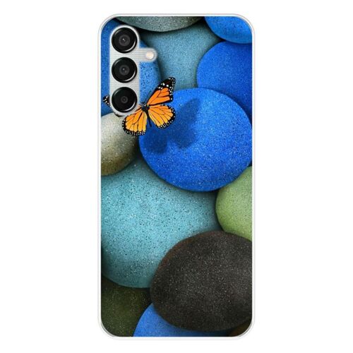 Coque En Silicone - Compatible Samsung Galaxy M15 5g - Design Papillon Galet Bleu