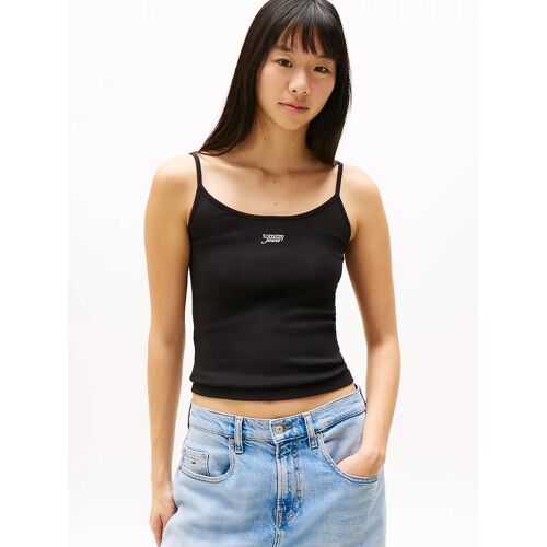 Haut Côtelé À Fines Bretelles Tjw Script Strappy Top/Black - S