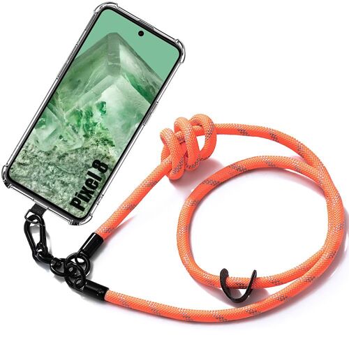 Coque Lanière pour Google Pixel 8, Antichoc Protection Renforcée avec Lanière Robuste Orange - E.F.Connection