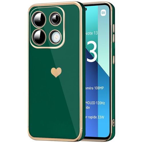 Coque pour Xiaomi Redmi Note 13 4G (pas pour 5G) avec Motif Cur Anti-Rayure Souple TPU Vert Nuit - E.F.Connection