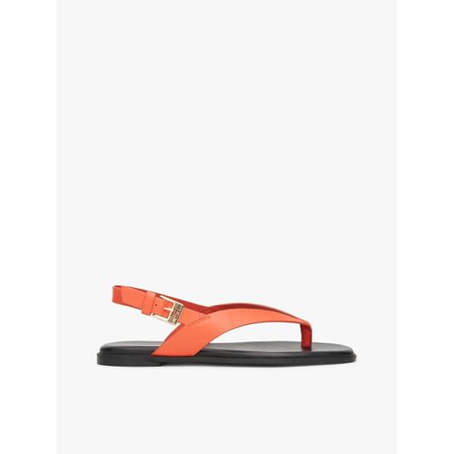 Sandales En Cuir Motif Coloursblock Color Block Thong Flat Sandal/rustic Clay