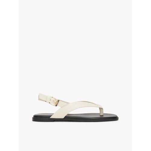 Sandales En Cuir Motif Coloursblock Color Block Thong Flat Sandal/newsprint Beige