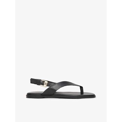 Sandales En Cuir Motif Coloursblock Color Block Thong Flat Sandal/black