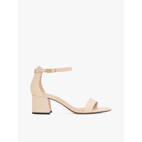 Sandales En Cuir Talon Carré Et Monogramme Leather Ankle Strap Heel Sandal/misty Blush