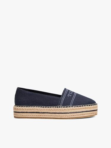 Espadrilles Compensées En Denim Denim Platform Espadrille/space Blue