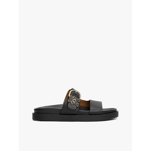 Sandales En Cuir Crantées Monogramme Th Leather Sporty Mule/black