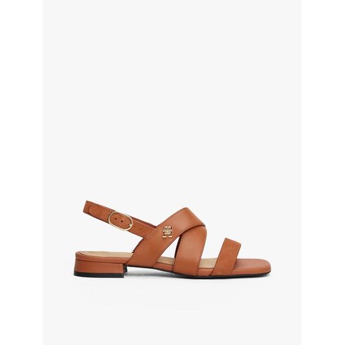 Sandales En Cuir Monogramme Th Leather Suede Flat Sandal/cinnamon Bark