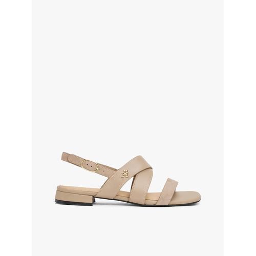 Sandales En Cuir Monogramme Th Leather Suede Flat Sandal/coastal Taupe